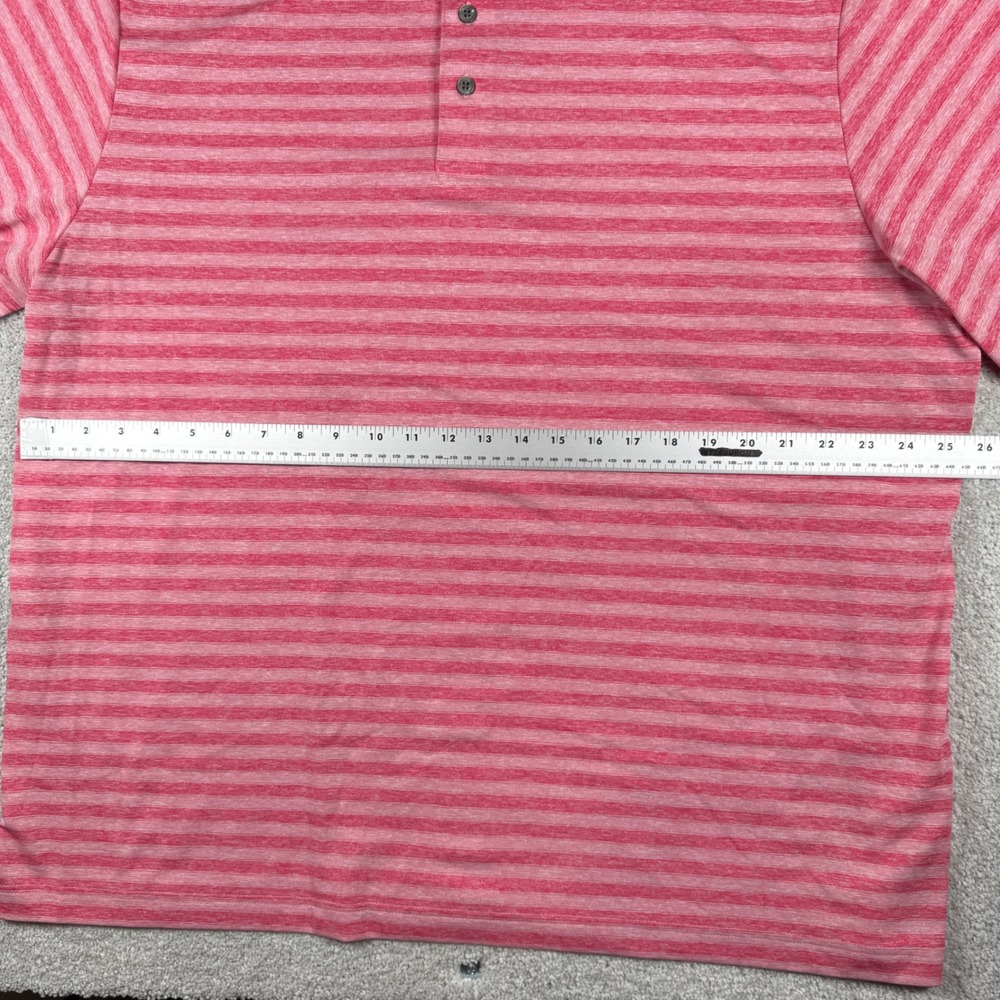 Roundtree & Yorke Polo Shirt Mens 2XB Pink Striped Performance Short Sleeve Golf - Picture 6 of 11